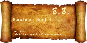 Buschner Berill névjegykártya